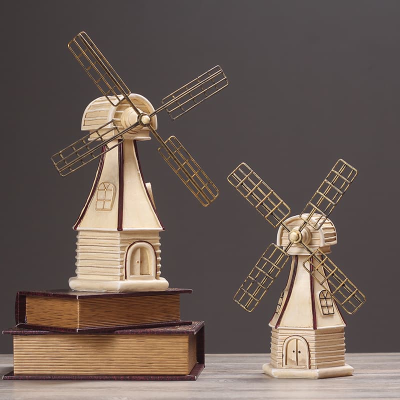American Country Dutch Windmill Model Ornament Bar Cafe Living Room Shop Decoration Creative Figurine Gift