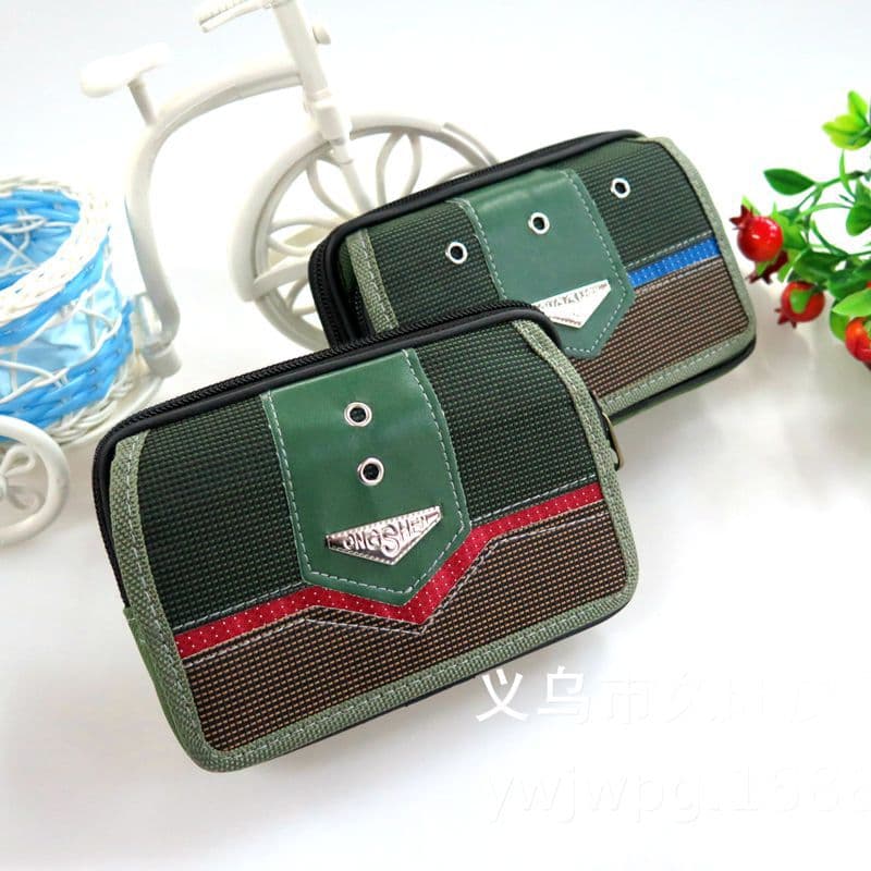 2024 Belt Waist Bag Crossbody Bag for Men Cross-border Zipper Canvas Middle-aged and Elderly Street Vendor Simple Men's Bag Wholesale
