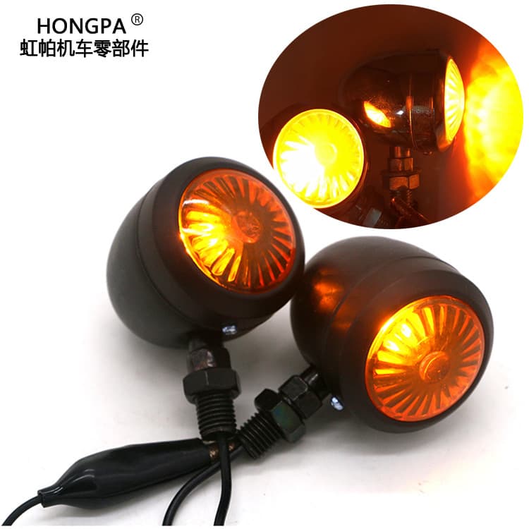 Motorcycle Parts Retro Motorcycle Modification Metal Turn Signal Electric Vehicle Signal Light Cool Black Harley Turn Light