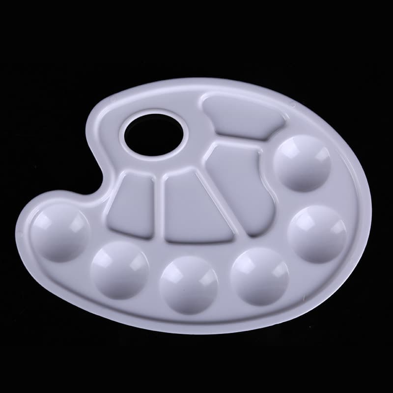 Factory supplied PP oval thickened palette 10 grids 6 eyes fish mouth gouache palette children DIY hand-painted paint palette