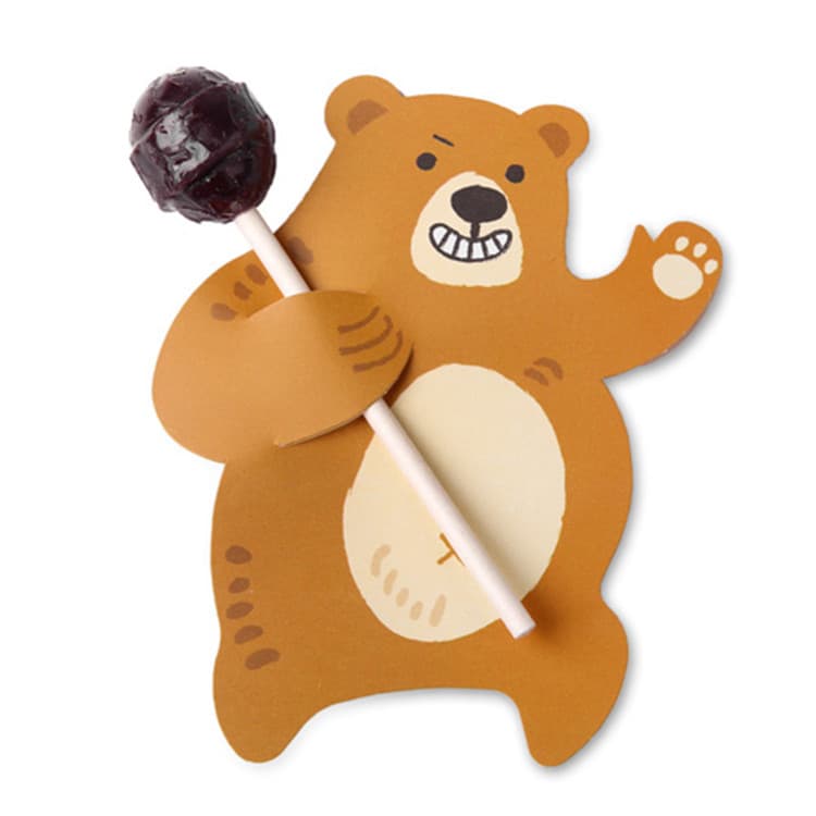 50pcs Children's Day Brown Bear Pattern Lollipop Decorative Paper Cards DIY Decoration Cards Insert Cards