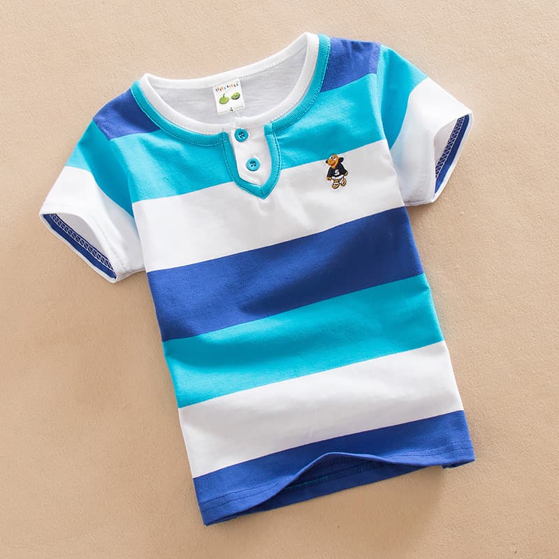 Children's Summer Cotton Round Neck Short Sleeve T-Shirt for Kids and Older Children 2025 Summer Collection Double Collar 0-15 Years Kids Export