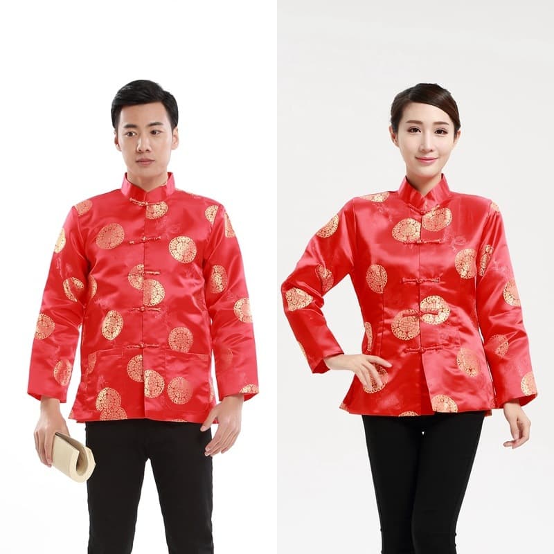 Chinese Style Men's Tang Suit Long-Sleeved Top Spring & Fall Men's Jacket Middle-Aged and Elderly Couple's Clothing Festival Annual Meeting Performance Clothing