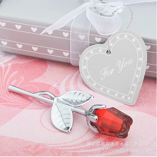 Factory Direct Crystal Rose Metal Stem Gift Foreign Trade Original Order Wedding Small Gift AliExpress Hot Selling
