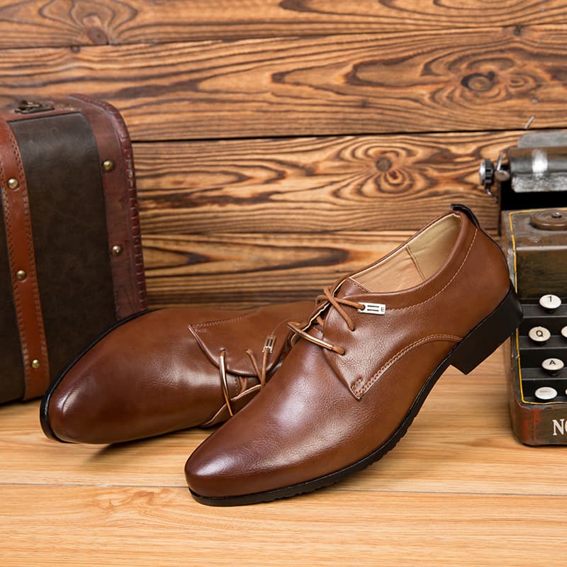 2024 New Style Business Formal Men's British Style Leather Shoes Lace-up Casual Shoes Trendy Men's Dropshipping Available