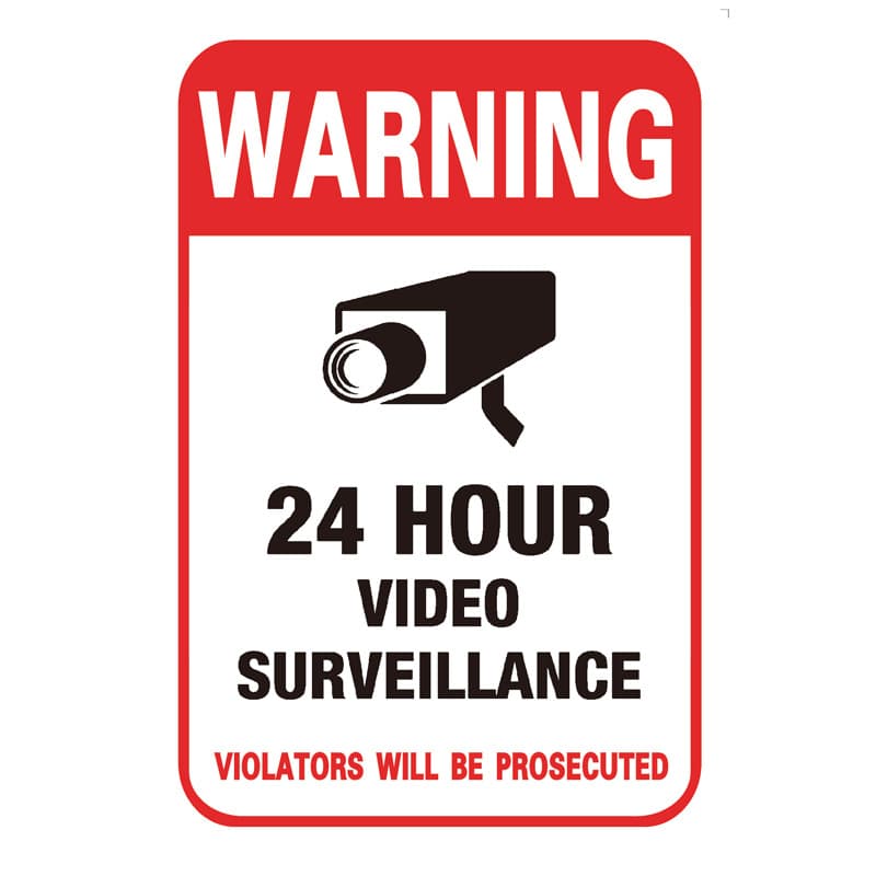 24 Hour Video Surveillance Warning Sticker Camera Decal Sign Waterproof Adhesive Cross-border