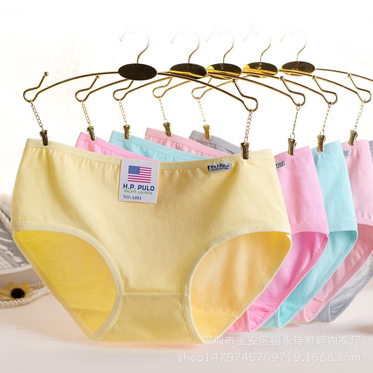A001 Popular Cotton Underwear Wholesale Candy Color Simple Women's Pure Color Stretch Cotton Underwear