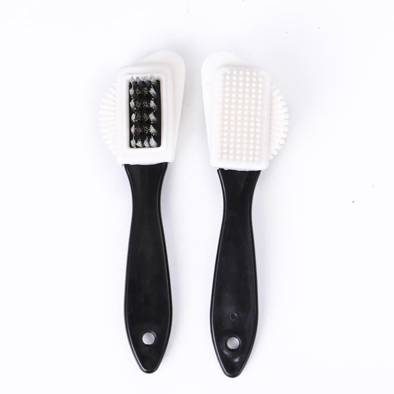 Suede and nubuck shoe cleaning brush with shoe powder applicator, double-sided shoe brush for stain removal, brass brush for suede shoes