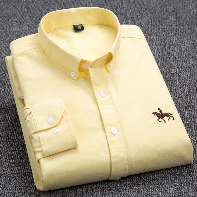 New 100% pure cotton men's shirt, Oxford spun casual shirt, men's long-sleeve embroidered in-stock, distribution one-piece dropshipping