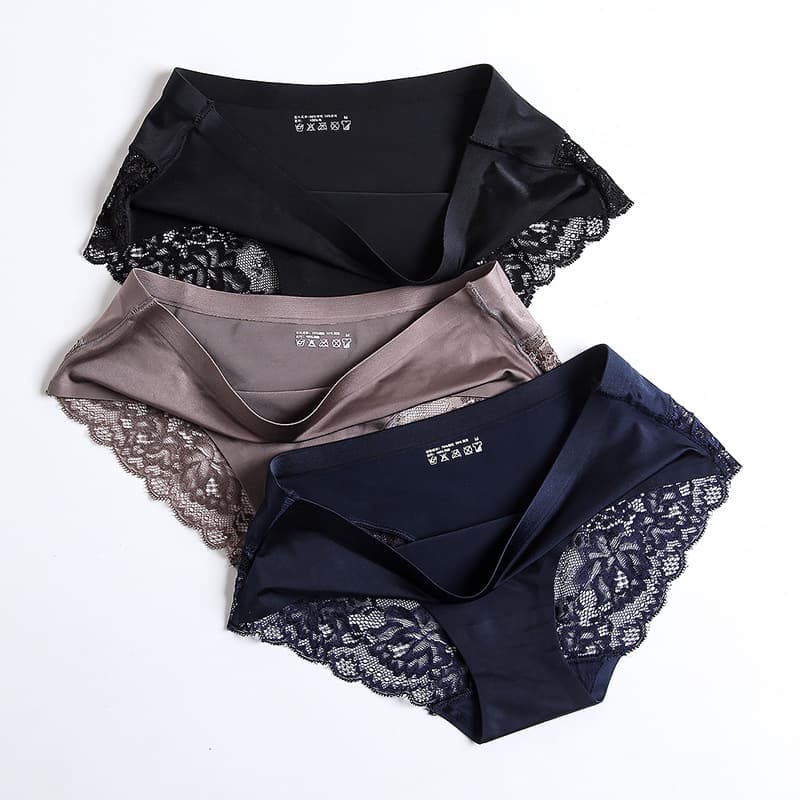 Luxury Beaded Cloth Lace Patchwork Sexy Briefs Women's One-piece Seamless Triangle Pants