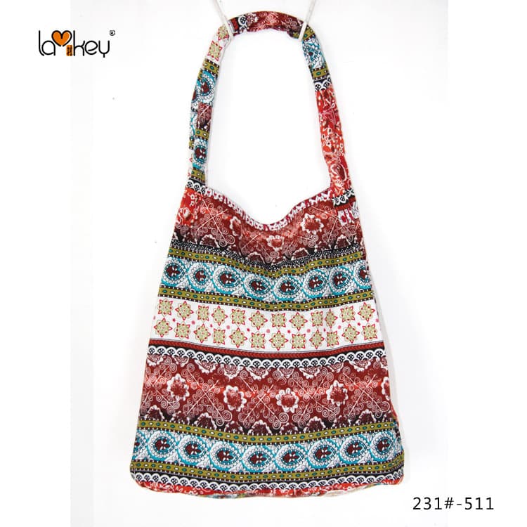 Ethnic style women's shoulder bag Bosnian printed cloth bag simple geometric pattern shoulder bag 231
