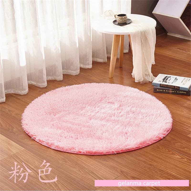 Round pink carpet short silk wool monochrome living room coffee table bedroom bedside hanging basket swivel chair mat floor mat door mat