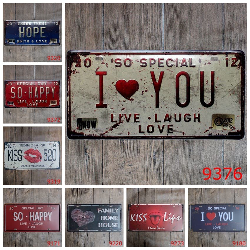 European and American Romantic Tin Sign for Food Stalls, Hotels, Themed Restaurants, Internet Cafes - Popular Export Decoration