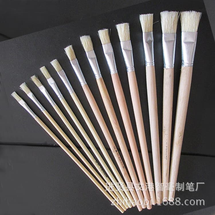 Factory supply white handle Shanghai hog bristle oil painting brush, watercolor brush, acrylic brush, industrial brush, paint brush, flat brush