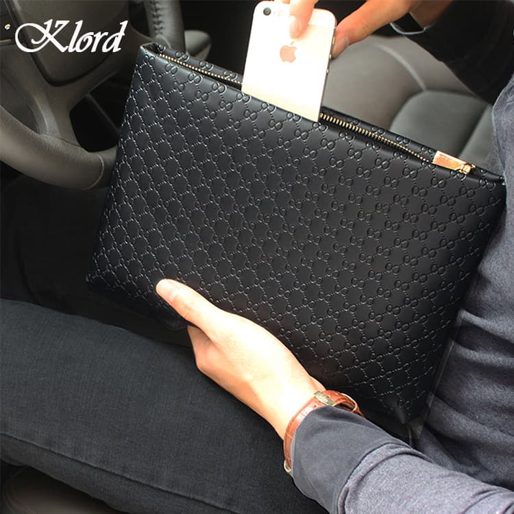 Casual Large Capacity Men's Clutch Bag Fashionable Business Handbag 10 Inch IPAD Bag Urban Simple Style Waterproof PU Leather