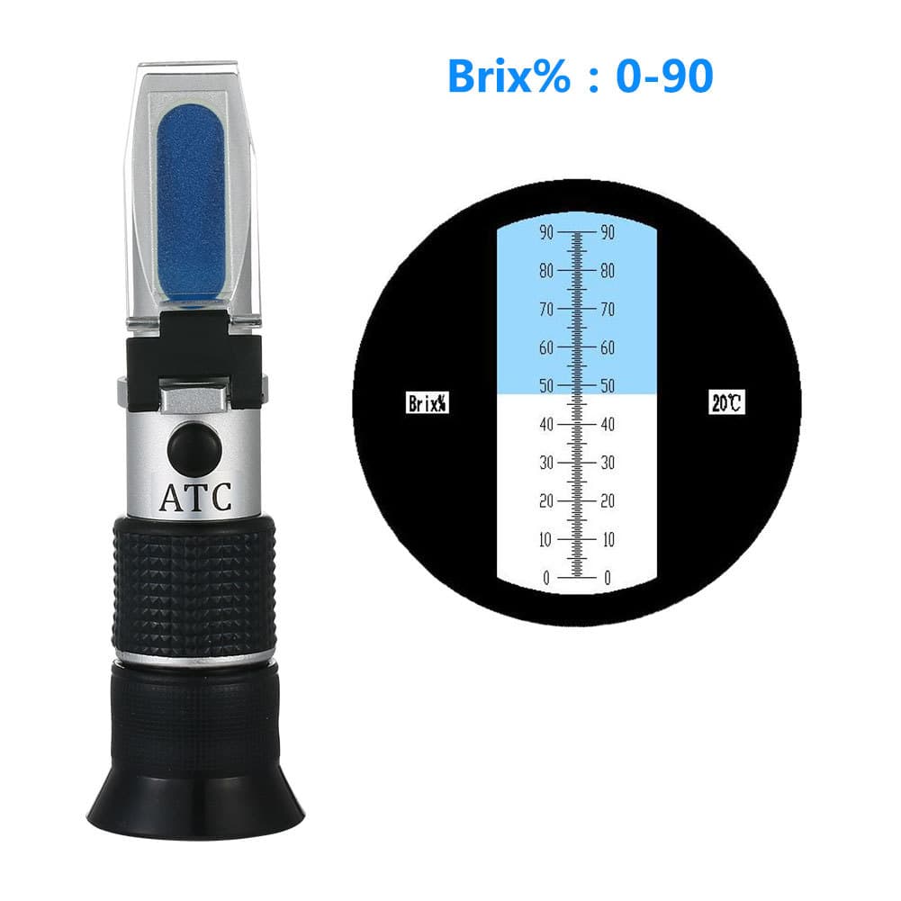 Handheld Refractometer Honey Brix Meter 0-90%, Optical Refractometer Sugar Meter for High-Sugar Fructose Testing