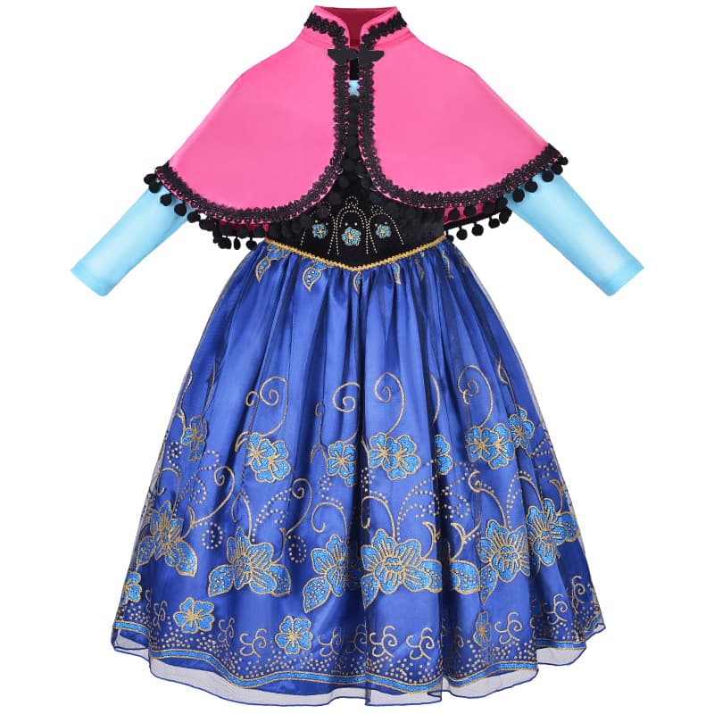 Cross-border Amazon Bestseller Girls Anna Princess Dress with Cape for Evening Party Performance