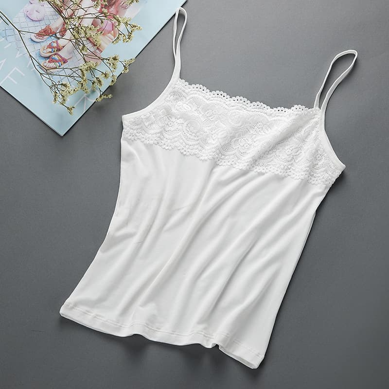 New Modal Camisole Top for Women Summer Slim Fit Lace Trim Ladies Tank Top Factory Wholesale