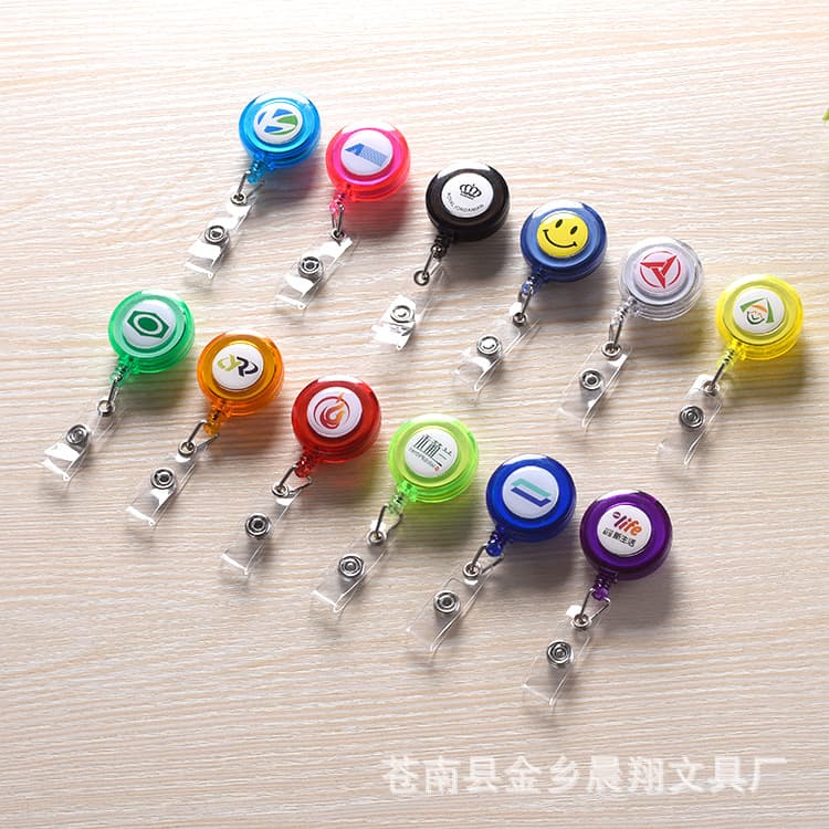 Round Smiley Face Expression Pull Cord Buckle, ID Card Tag Lanyard Retractable Plastic Buckle, Detachable