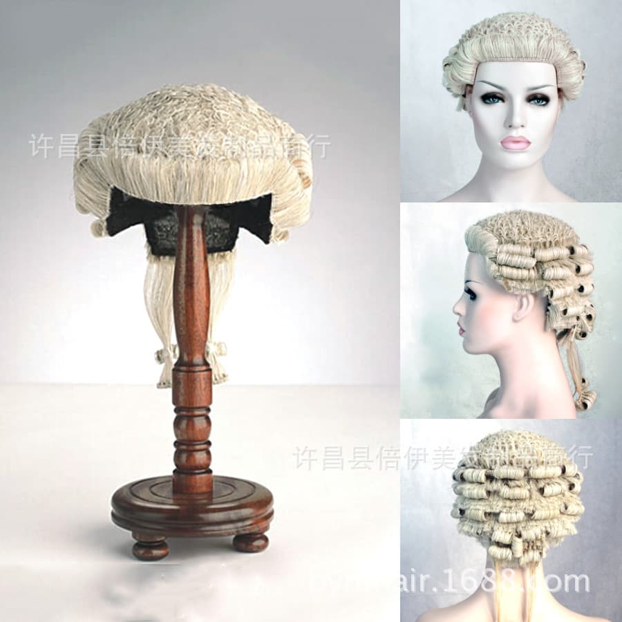 Judge Wig Export Lawyer Wig Party Prom Court Cosplay European and American Wig J303