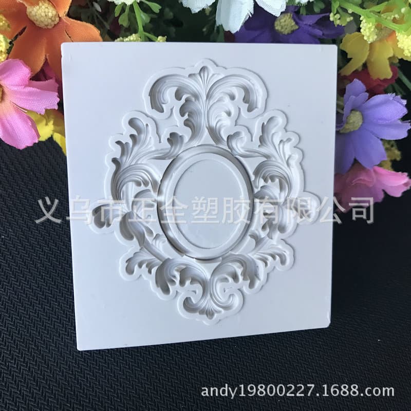 Fondant Silicone Mold Vintage Relief Frame Baroque Style European Relief Lace Photo Frame Cake Decoration Mold