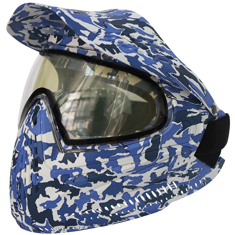 Outdoor Expansion Field Training Real Person CS Field Equipment Shooting Protection Helmet Paintball Mask Blue Camouflage