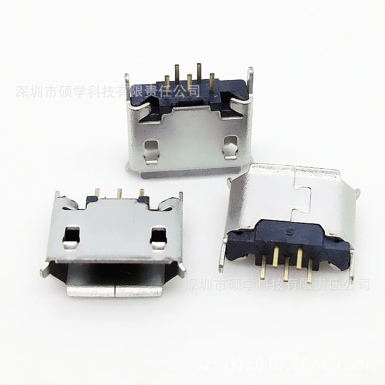 Supply MICRO vertical female socket MICRO 5P 180 degree direct plug micro USB connector AB type curling