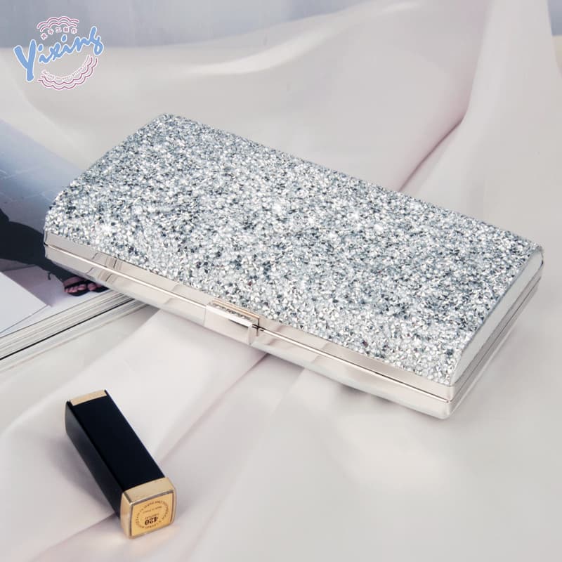 Cross-border rhinestone PU evening bag, celebrity clutch, party banquet bag, wedding bag, European and American evening hard case crossbody bag for women
