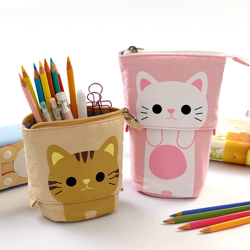 Cute Simple Multi-functional Pencil Case Canvas Pencil Bag Variable Drop-down Feature