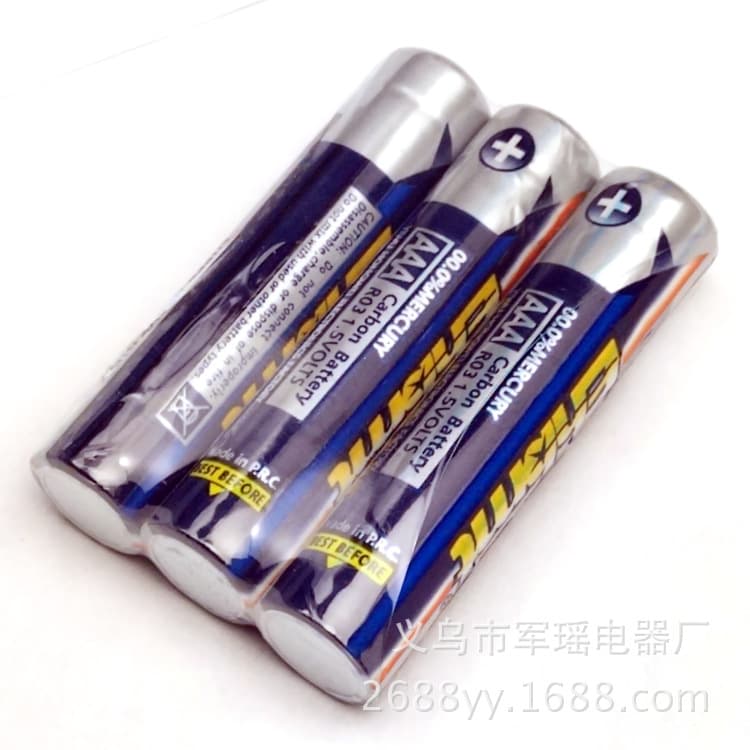 AAA (size 7) Ebot batteries, standard carbon-zinc batteries, suitable for toys, alarm clocks, and as gifts.