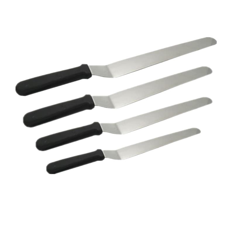 Supply of steel 6 inches, 8 inches, 10 inches, 12 inches, rubber handle bent knife, spatula, L curved knife, flat knife, decorating knife, cake knife