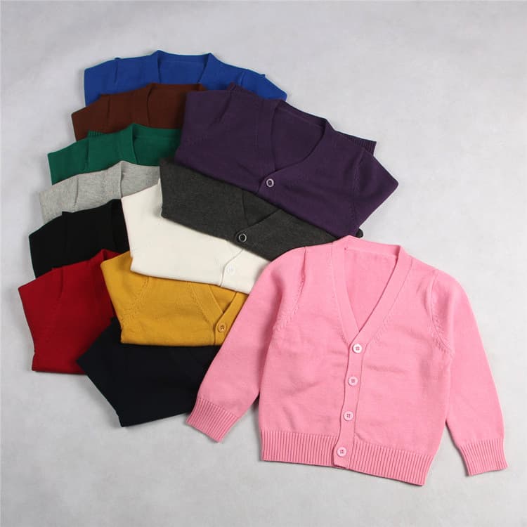 Ins Style 22 New V-neck Cardigan Sweater Small Jacket Autumn Kindergarten Uniform Solid Color Boys and Girls School Cardigan