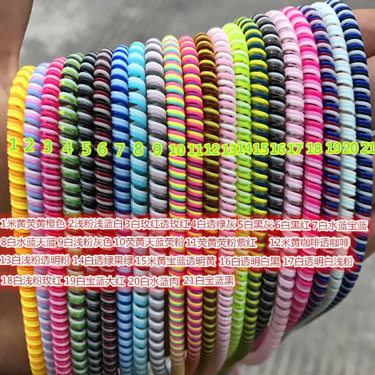 Anti-fracture Three-color Data Cable Protective Rope Mobile Phone Data Cable Protective Case 1.4m Charging Cartoon Winder