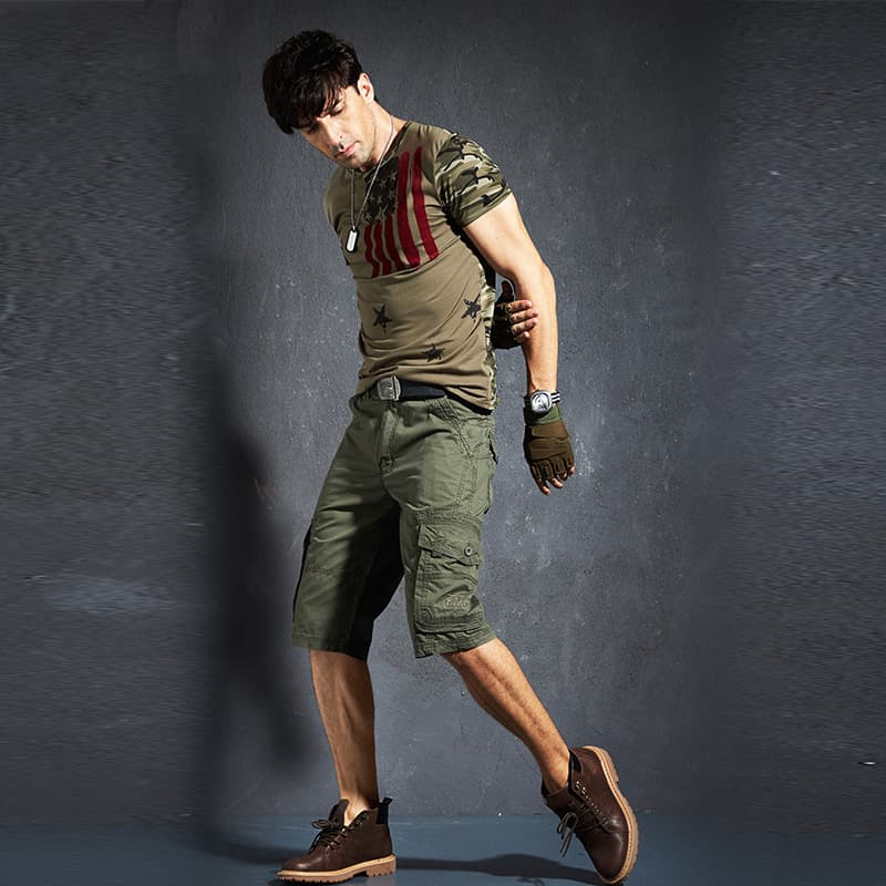 Classic casual men's workwear casual 55' pants thin solid color multi-pocket pants youth pants