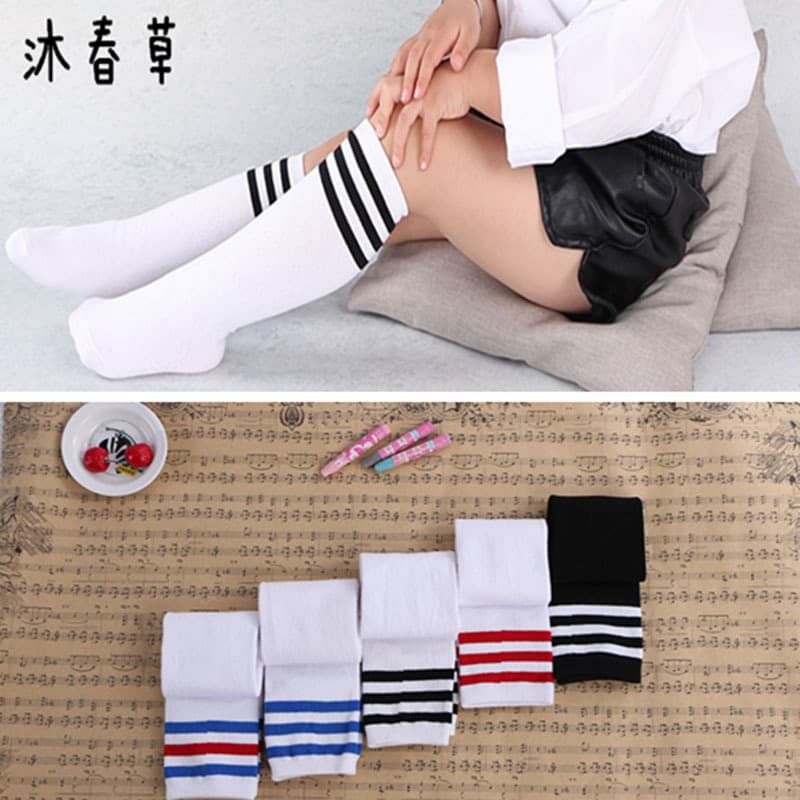 Three-Stripe Kids Mid-Calf Socks Student Performance Socks Football Socks Knee-High Striped Over-the-Knee Children Socks Factory Direct