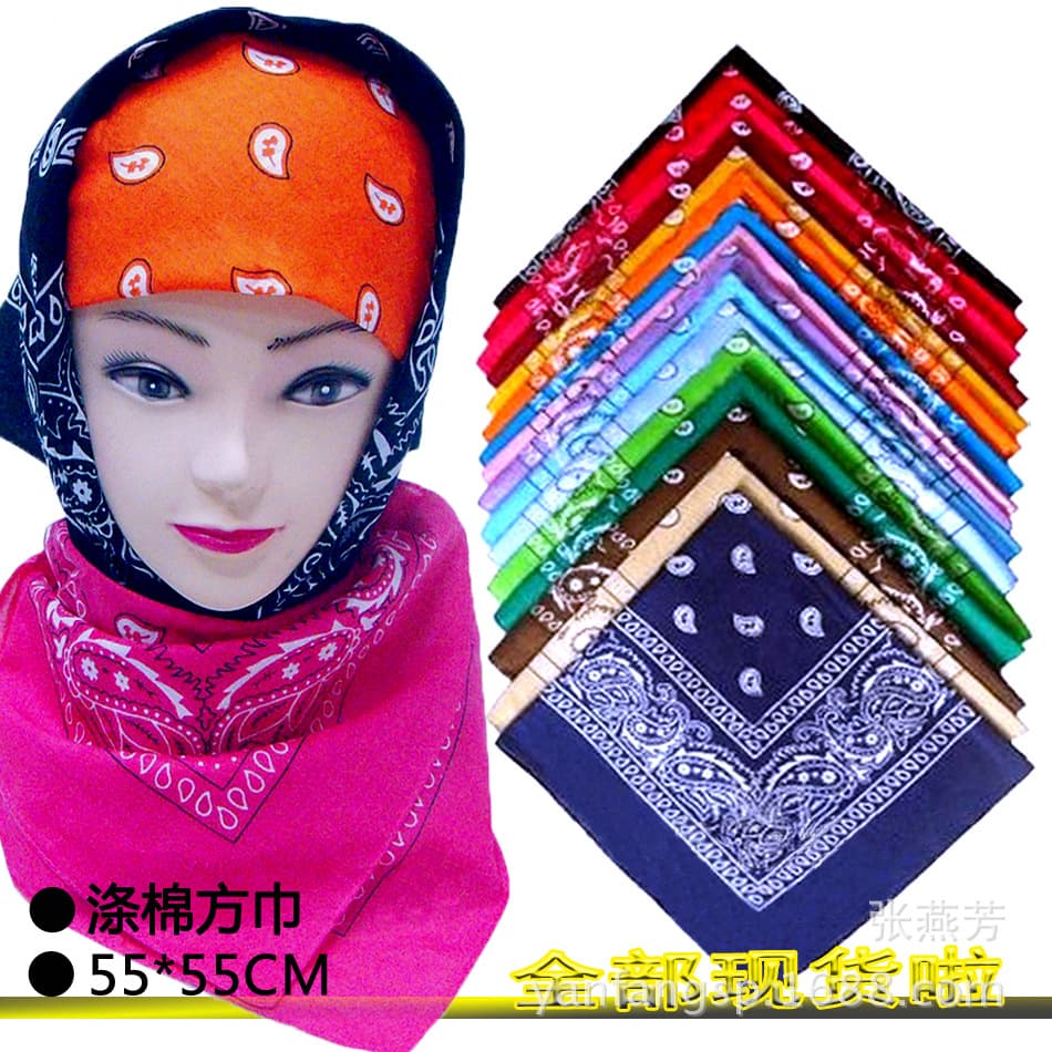 Polyester Printed Square Scarf Headscarf Cashew Flower Large Handkerchief Caterpillar Square Scarf Bulk Price