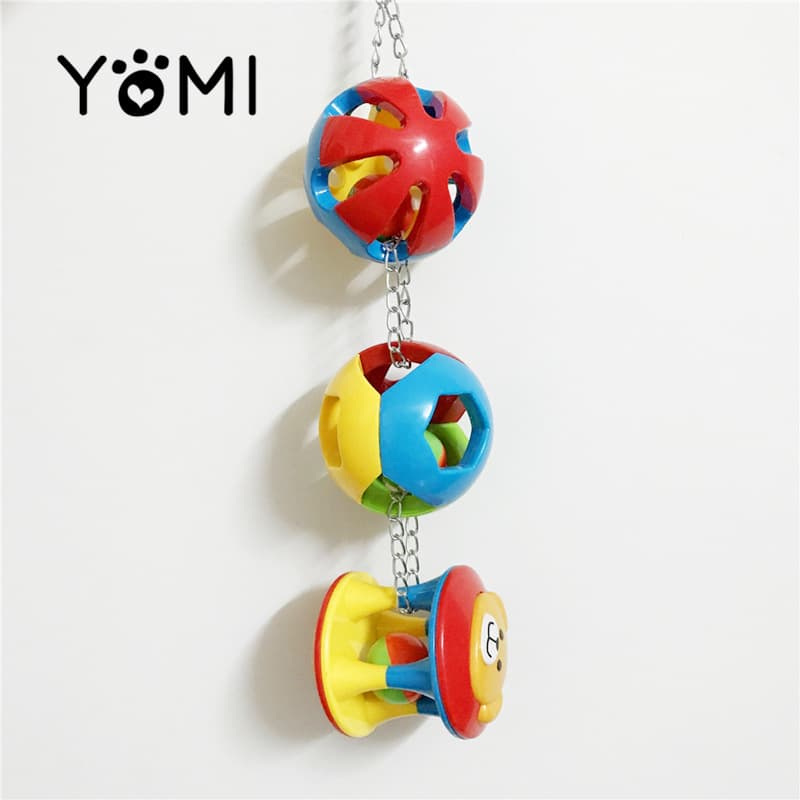 Factory Wholesale Parrot Supplies Chewing Toy Bell Ball Foot Perch Stand Bar Bite-Resistant Boredom Relief Bird Toy