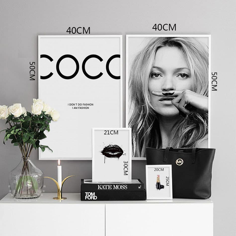 European and American style supermodel Kate Moss lipstick poster art canvas for living room decoration factory wholesale