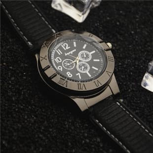 USB Rechargeable Lighter Wearable Smart Watch Lighter Tungsten Wire Windproof Men's Creative Metal Wristwatch