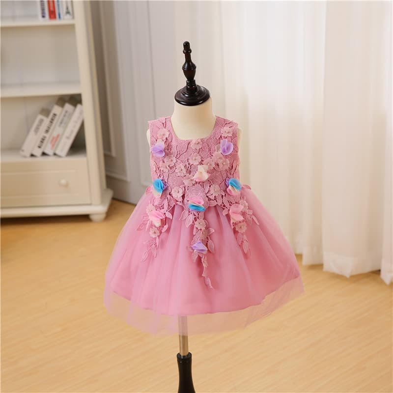 Maggie New Purple Flower Baby Girl Infant 100 Days Birthday Wedding Dress Princess Tutu Dress