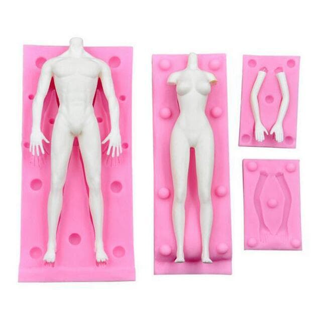 Fondant Figure Body Mold - Full Body Silicone Mold for Male and Female, DIY Clay Handmade Doll Polymer Clay Human Body Mold