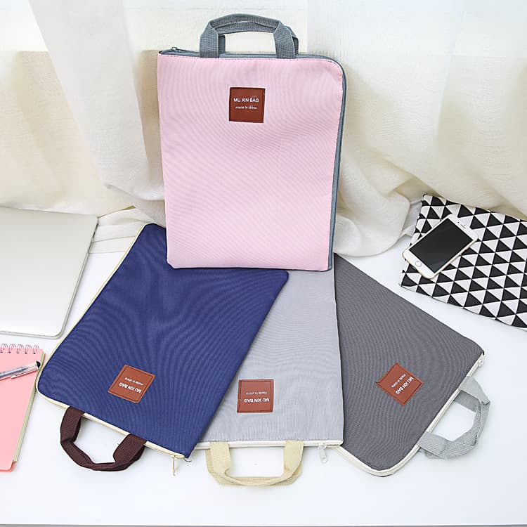 Bojin Factory Direct Sales: Stylish Laptop Bag, Zippered Multi-Layer A4 Document Bag, Canvas Briefcase Handbag