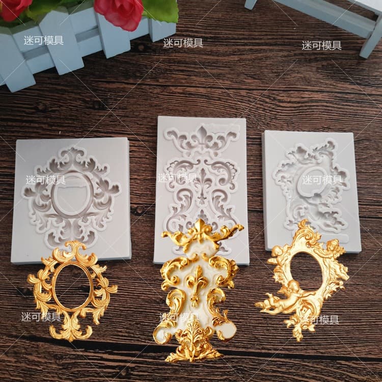 Fondant Silicone Mold Vintage Vine Frame Totem Angel Cake Mold Chocolate Silicone Mold Wholesale