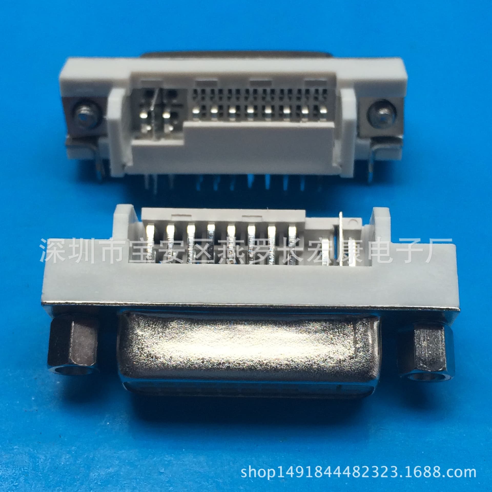 Computer Video Interface DVI 24+5 90-Degree Insertion DIP 37.5*17.7*9.75 Shielded Shell Screw Female Socket