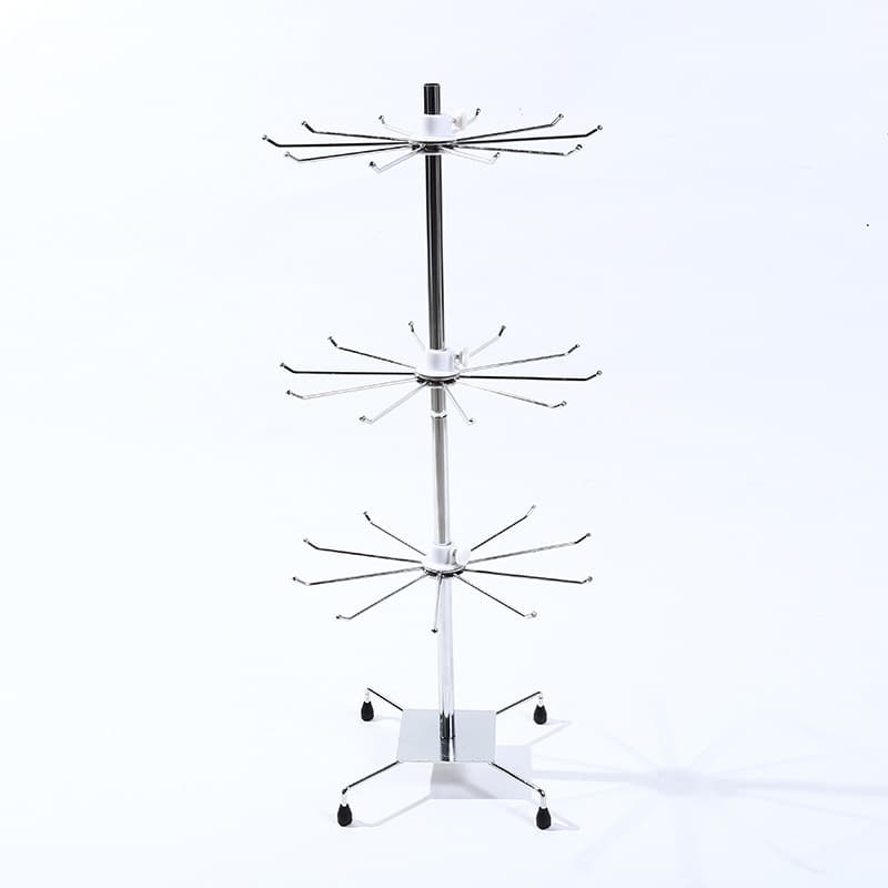 Zhoujian 70CM Iron Adjustable Detachable Three-layer Necklace Jewelry Rack Mobile Rotating Display Stand Carpet Jewelry Rack Wholesale