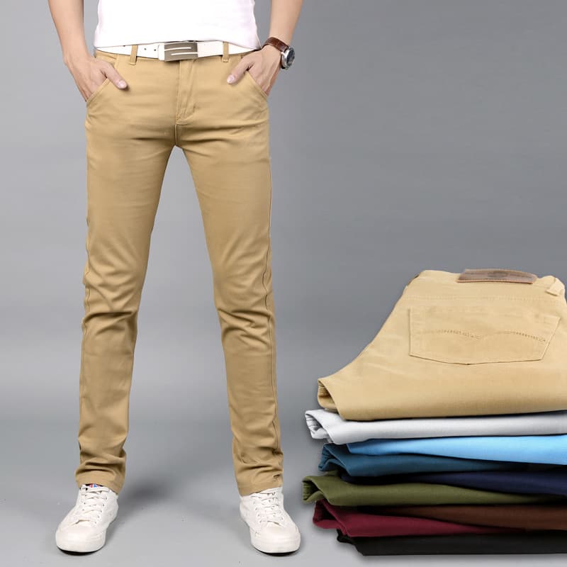 2024 Spring/Summer New Men's Casual Pants, Korean Style Elastic Multi-Color Slim Straight Pants, Manufacturer Direct Wholesale