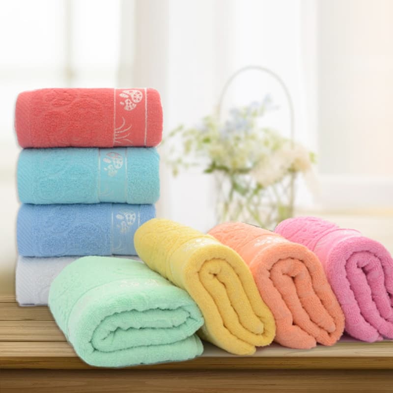 Pure Cotton Mushroom Pattern Bath Towel Labor Protection Logo Towel High Yang Quality Home Textile 70/140 Large Size Bath Towel