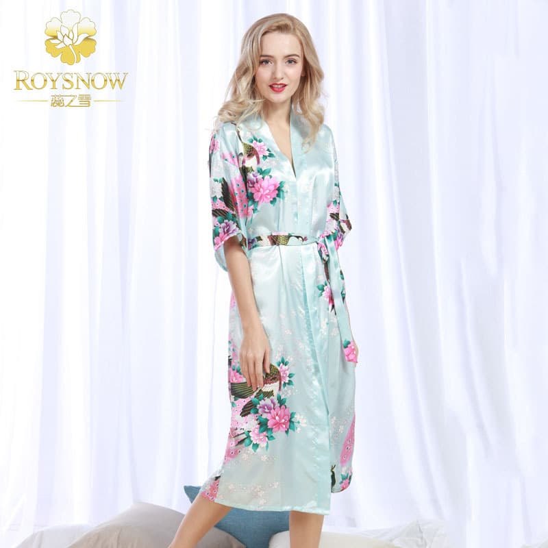 Summer Women's Bathrobe, Wedding Bridesmaid Silk Bathrobe, Printed Silk Pajamas, Thin Style Women's Home Wear