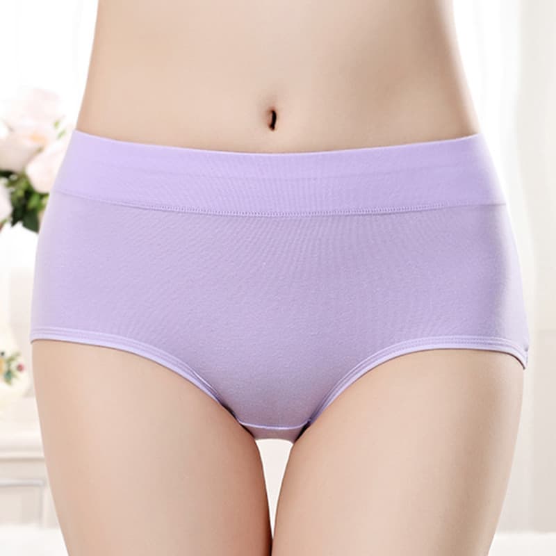 Cross-border Solid Color Mid-Rise Cotton Panties for Women, Simple Mid-Rise Plus Size Ladies Panties, Wholesale Cotton Women's Panties
