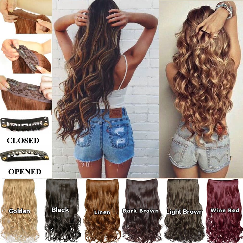 5-pin European and American wigs for women, five-card wig pieces, wig hair curtain curls, high-temperature silk chemical fiber wig hair extensions